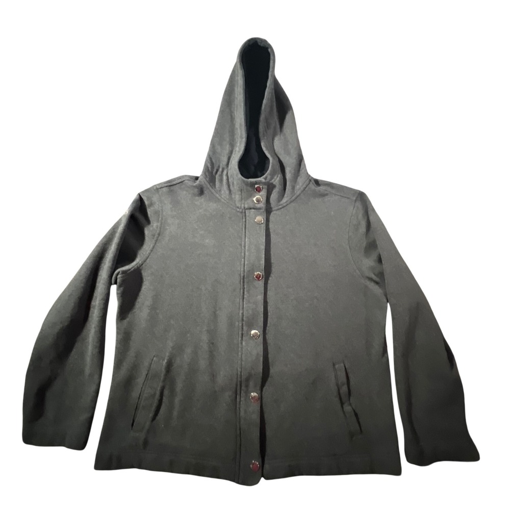 Lauren Ralph Lauren Hoodie Womens XL‎ Gray Full Zip Snap Front Jacket